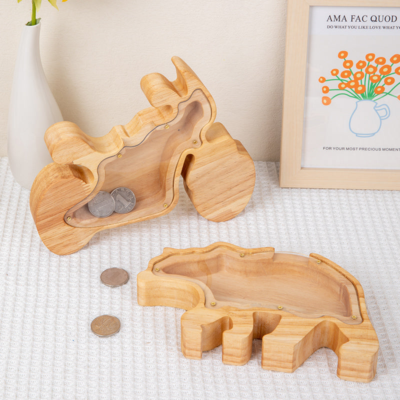 Animal Letter Piggy Bank Cartoon Wooden Rabbit Piggy Bank Internet Celebrity Creative Piggy Bank Ornament Transparent Gift To Celebrate The New Year