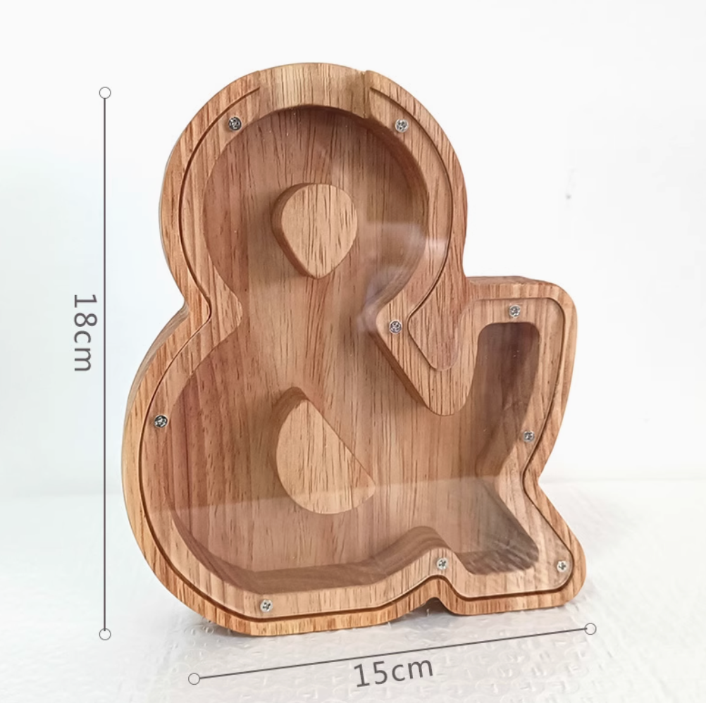 Wooden Piggy Bank, Money Box, Piggy Bank Ornament, Cartoon Transparent Gift, Christmas Tree, New Year'S Money