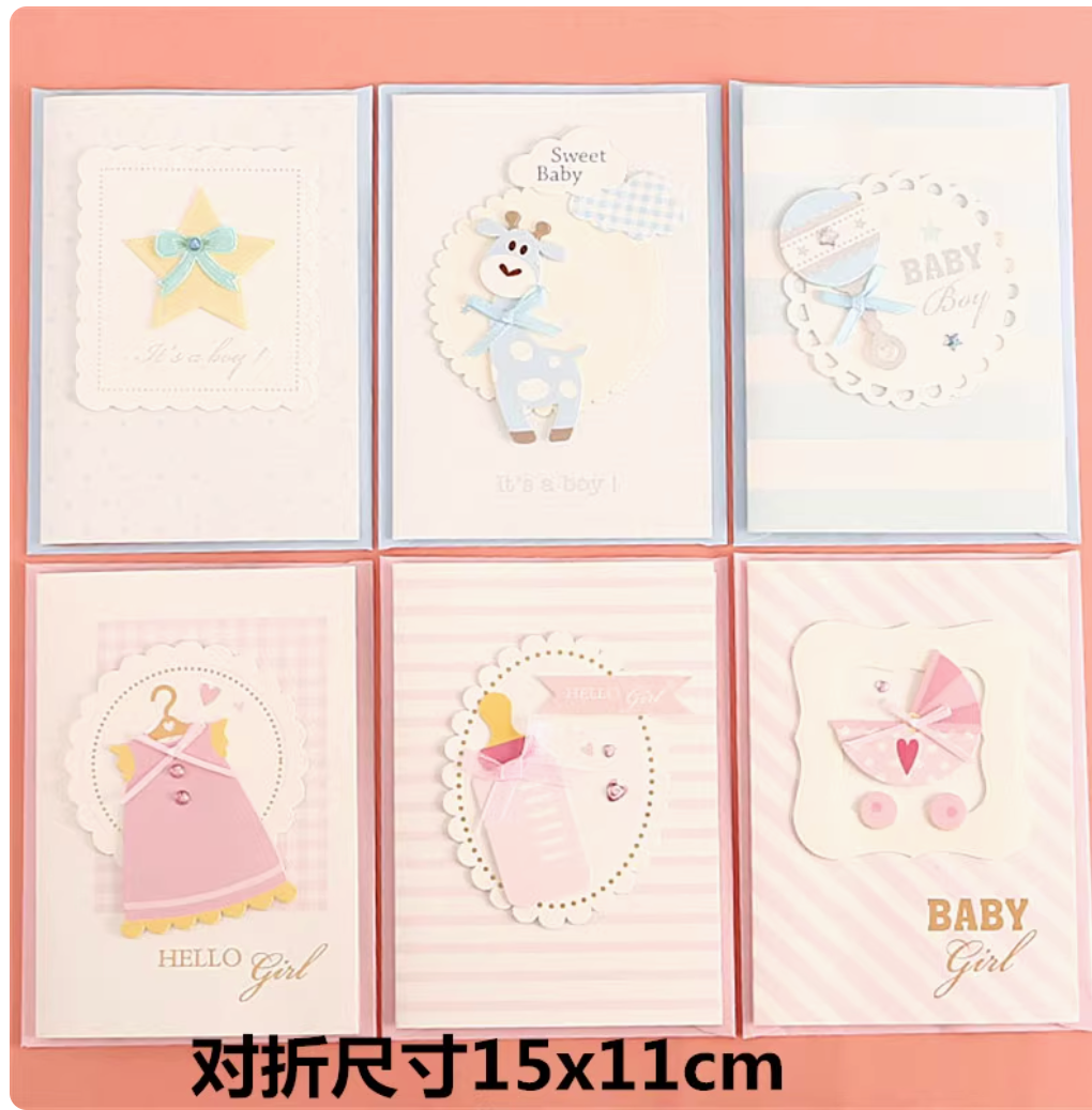 Korean Minimalist Wooden Cards - Laser Carved Greeting Set (Birthday/Thank You/Holiday) with Envelopes