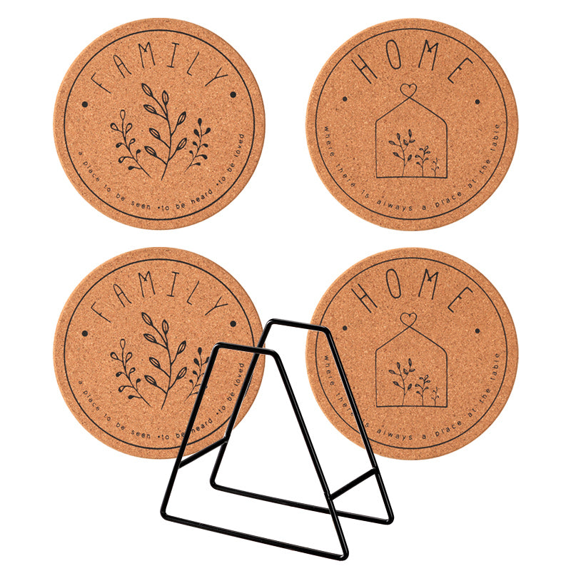 Minimalist Cork Table Protectors - Natural Wood Look Placemats for Dining Table (Set of 3 Sizes)