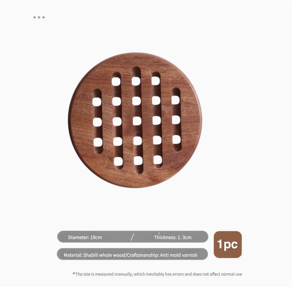 Large Solid Wood Chinese Style Insulation Mat, Household Pot Mat, Dining Table Mat, Wooden Heat-Resistant Kitchen Mat, Plate Mat