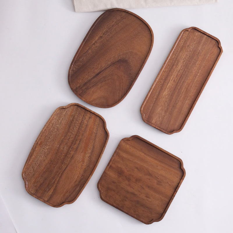 Walnut Wood Tray Tea Tray Dim Sum Tray Rectangular Tea Cup Storage Household Tea Cup Tea Serving Fruit Tray Wood Tray