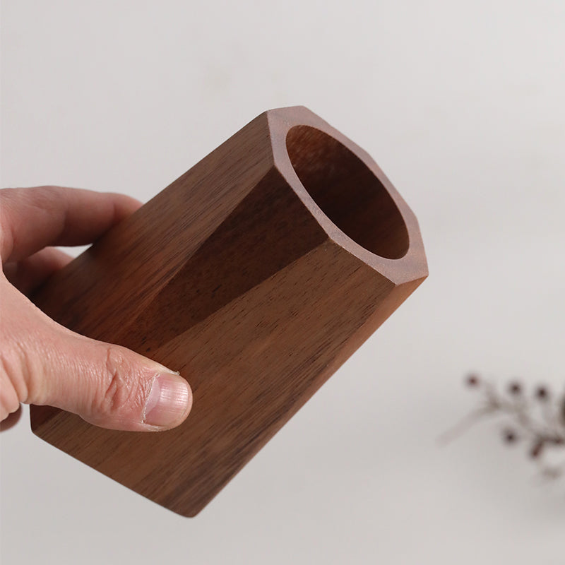 Solid Wood Pen Holder, Multifunctional Wooden Pen Holder Storage Box, Desktop Creative, Fashionable, Cute Decoration, Walnut Stationery