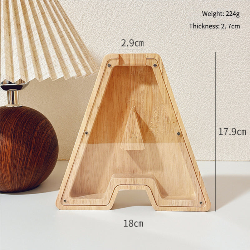 Internet Celebrity Wooden Letter Piggy Bank Piggy Bank Coin Change Storage Box Ornament Birthday Gift