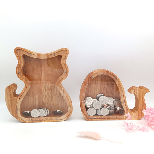 Animal English letter piggy bank Children's boy piggy bank Cartoon yellow duck Transparent piggy bank Gift ornament