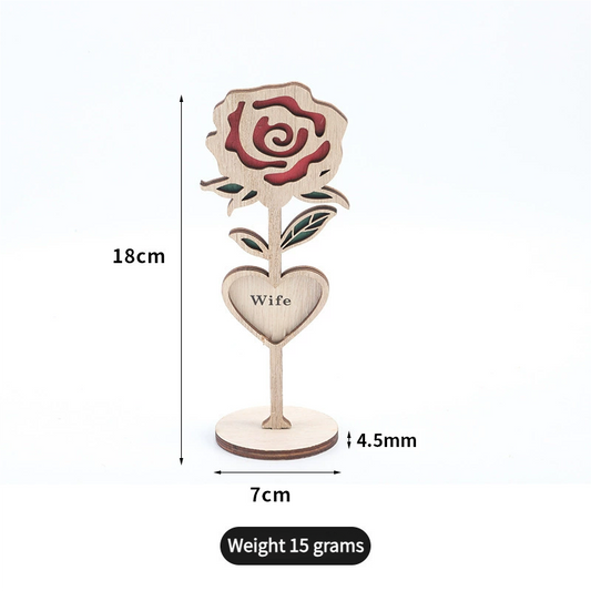 2025 Premium Wooden Rose Stand - Elegant Table Ornament, Handmade Wood Craft for Mother's Day & Festivals (Eco-Friendly Gift Decor)