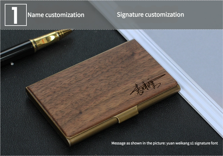 Men's Luxury Business Card Holder - Double Sided Solid Wood Case with Engraved Pattern (Large Capacity & Executive Gift Box)