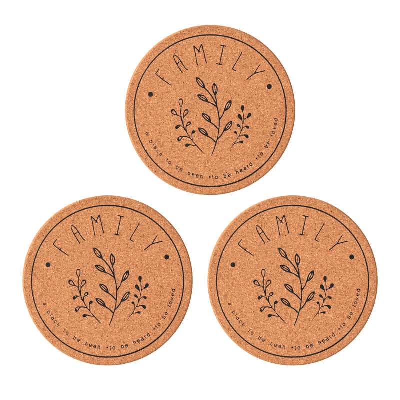 Minimalist Cork Table Protectors - Natural Wood Look Placemats for Dining Table (Set of 3 Sizes)