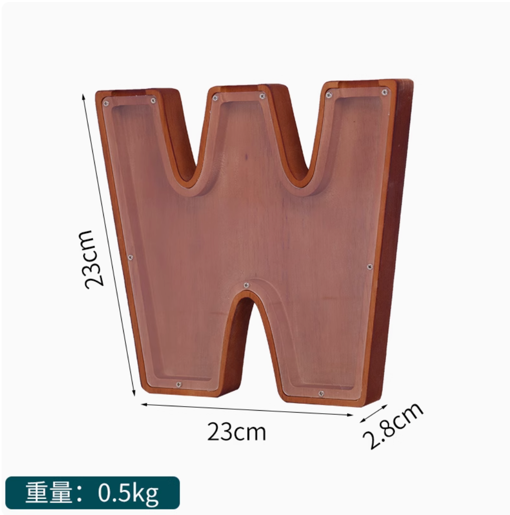 Internet Celebrity Solid Wood 2025 New English Letter Coffee Bean Storage Box Transparent Cartoon Ornament Coin Storage Box
