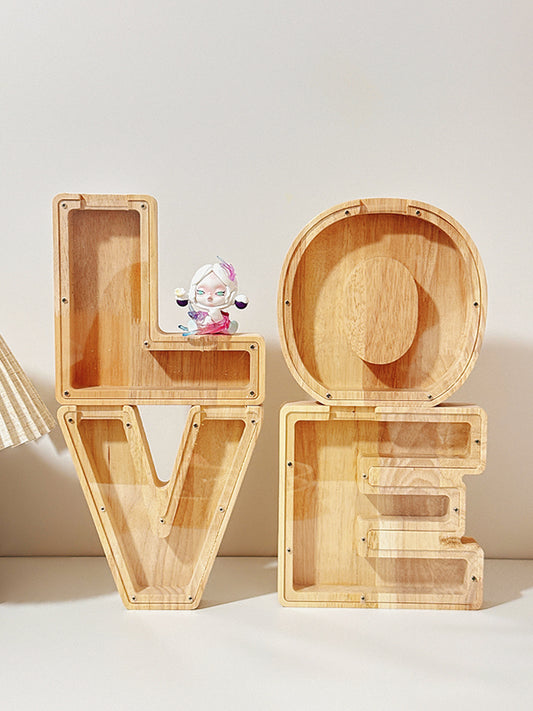 Internet Celebrity Wooden Letter Piggy Bank Piggy Bank Coin Change Storage Box Ornament Birthday Gift