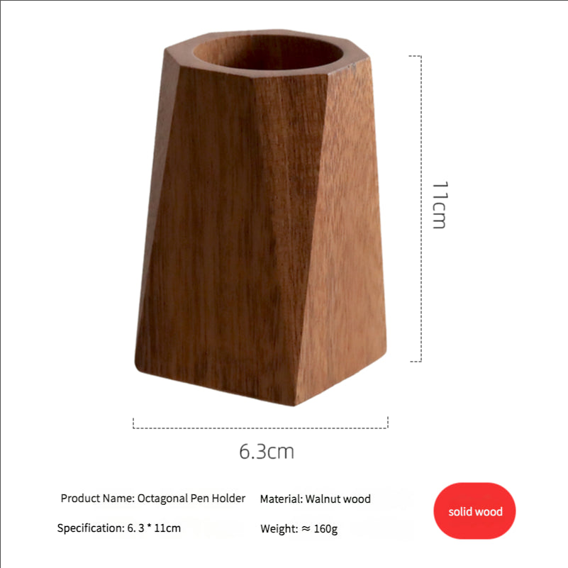 Solid Wood Pen Holder, Multifunctional Wooden Pen Holder Storage Box, Desktop Creative, Fashionable, Cute Decoration, Walnut Stationery