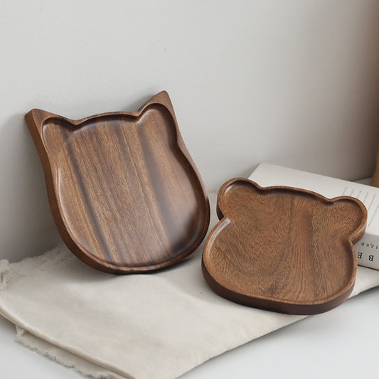 Cartoon Solid Wood Tray, Breakfast Coffee, Tea Cup, Tray, Dry Tea Tray, Afternoon Tea Set, Bread, Dim Sum, Dessert Tray