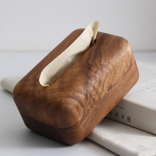 2-in-1 Wooden Coffee Table Organizer - Napkin Holder & Remote Control Storage Tray (Reclaimed Teak)