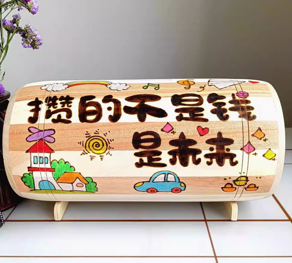 New Wooden Creative Savings Piggy Bank For Boys, Girls, And Children, With Customizable Features For Both In And Out Access