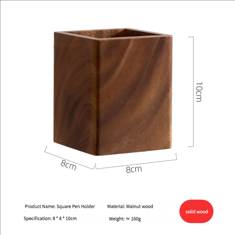 Solid Wood Pen Holder, Multifunctional Wooden Pen Holder Storage Box, Desktop Creative, Fashionable, Cute Decoration, Walnut Stationery