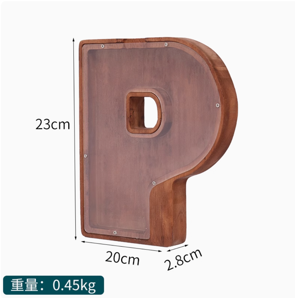 Internet Celebrity Solid Wood 2025 New English Letter Coffee Bean Storage Box Transparent Cartoon Ornament Coin Storage Box