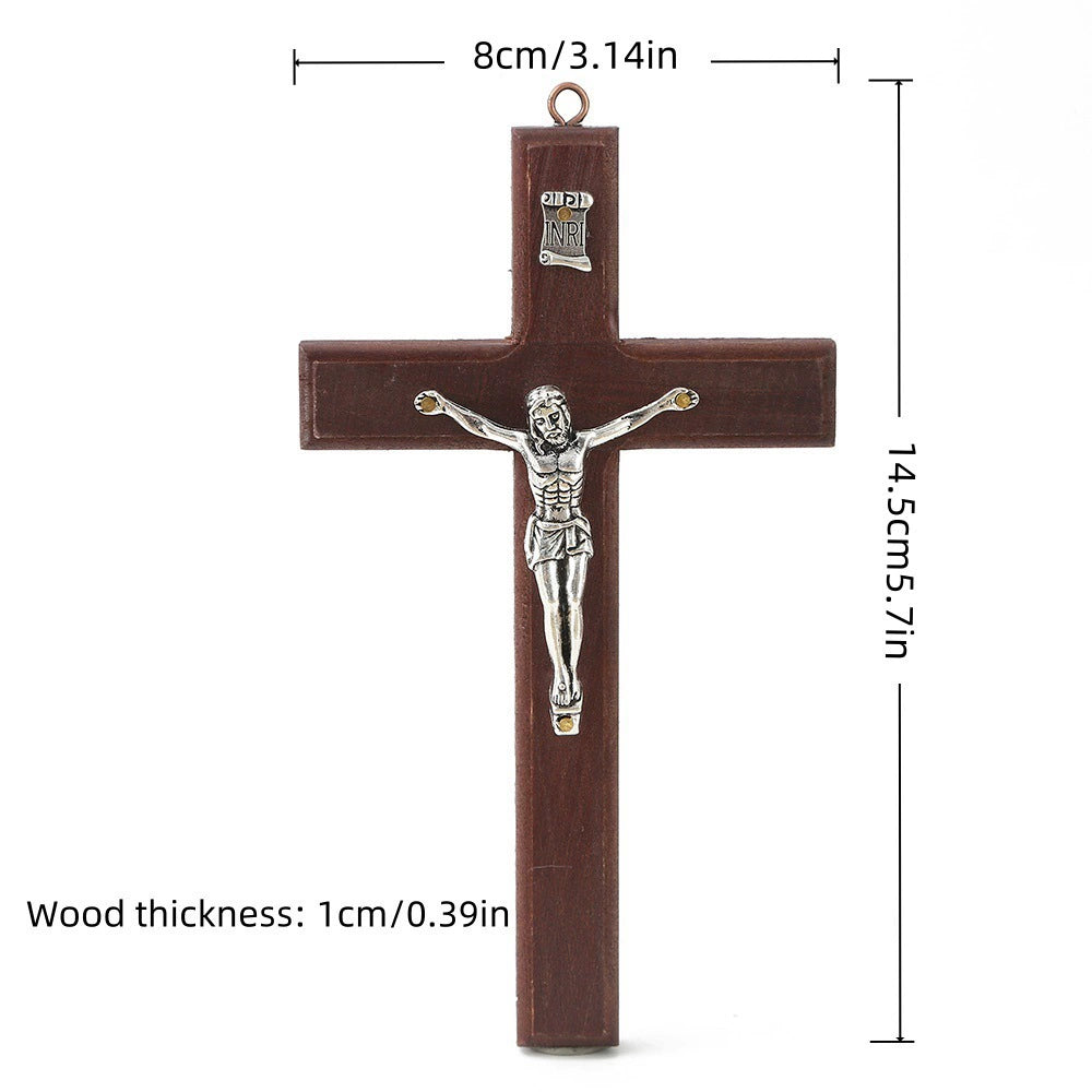 Handmade Easter Wooden Cross Wall Hanging – Church Decor & Religious Pendant (Hemu Style, Faith-Based Gift, 3D Carved Art)