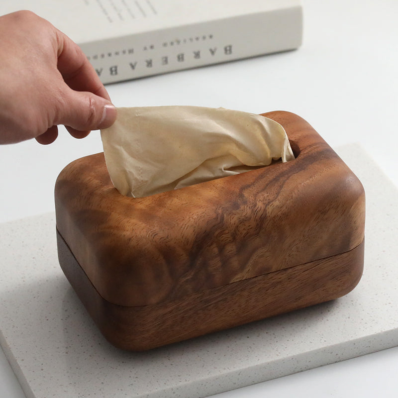 High End Minimalist Solid Wood Tissue Box, Walnut Wood Household Coffee Table, Living Room Storage Paper Box, Solid Wood Napkin Paper Box