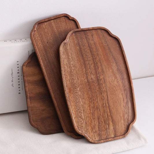 Walnut Wood Tray Tea Tray Dim Sum Tray Rectangular Tea Cup Storage Household Tea Cup Tea Serving Fruit Tray Wood Tray