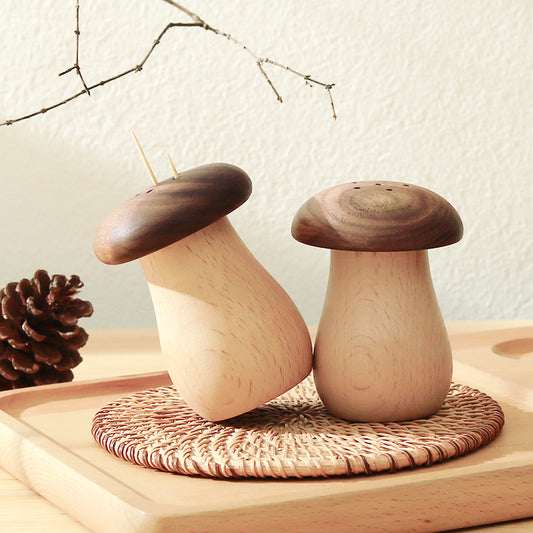 Adorable Mushroom Toothpick Holder - Solid Wood Dispenser for Kitchen/Dining Table (Gift-Ready)