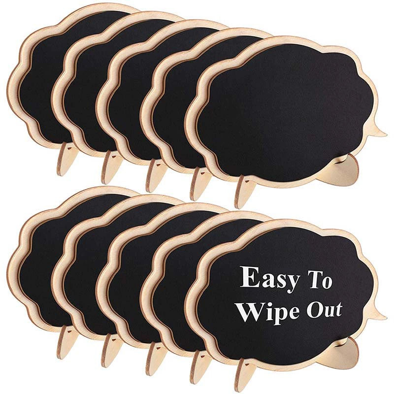 Mini Blackboard Wooden Sign – 10x7.5CM Upright Wedding Party Decor, Home Office Desk Display & Handmade Ornament (Engraveable, Rustic Style Gift)