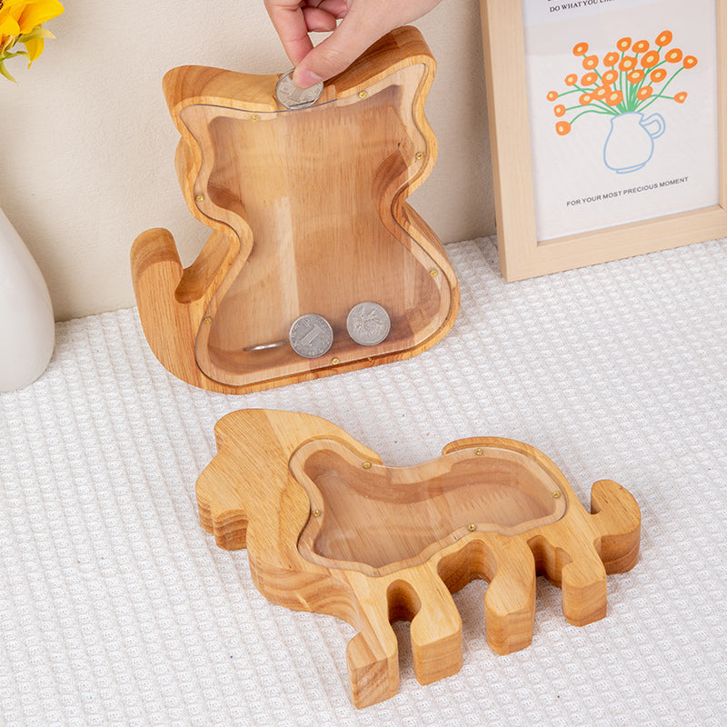Animal Letter Piggy Bank Cartoon Wooden Rabbit Piggy Bank Internet Celebrity Creative Piggy Bank Ornament Transparent Gift To Celebrate The New Year