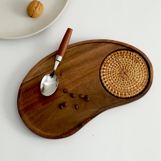 Solid Wood Creative Plate Irregular Tray Dried Fruit Cashew Nut Plate Afternoon Tea Coffee Cup Dim Sum Plate Breakfast Plate Wood Plate