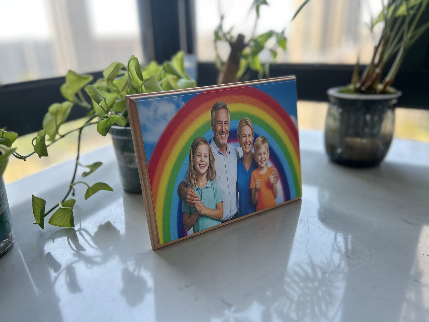 Personalized Wood Photo Frame - Laser Engraved & Direct Printing Gift for Anniversaries/Birthdays (Cherish Memories in Solid Oak)