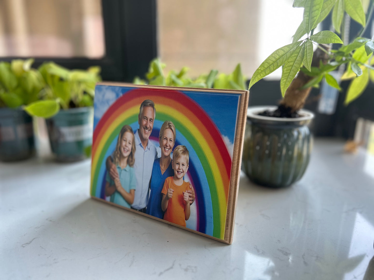 Personalized Wood Photo Frame - Laser Engraved & Direct Printing Gift for Anniversaries/Birthdays (Cherish Memories in Solid Oak)