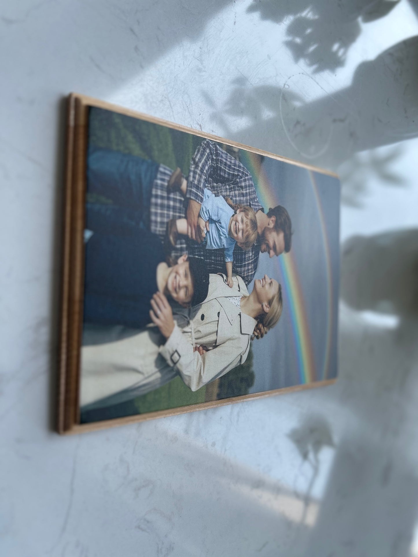 Personalized Wood Photo Frame - Laser Engraved & Direct Printing Gift for Anniversaries/Birthdays (Cherish Memories in Solid Oak)
