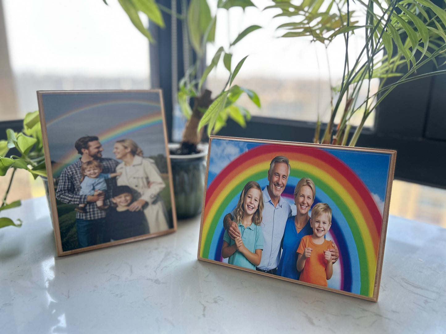 Personalized Wood Photo Frame - Laser Engraved & Direct Printing Gift for Anniversaries/Birthdays (Cherish Memories in Solid Oak)