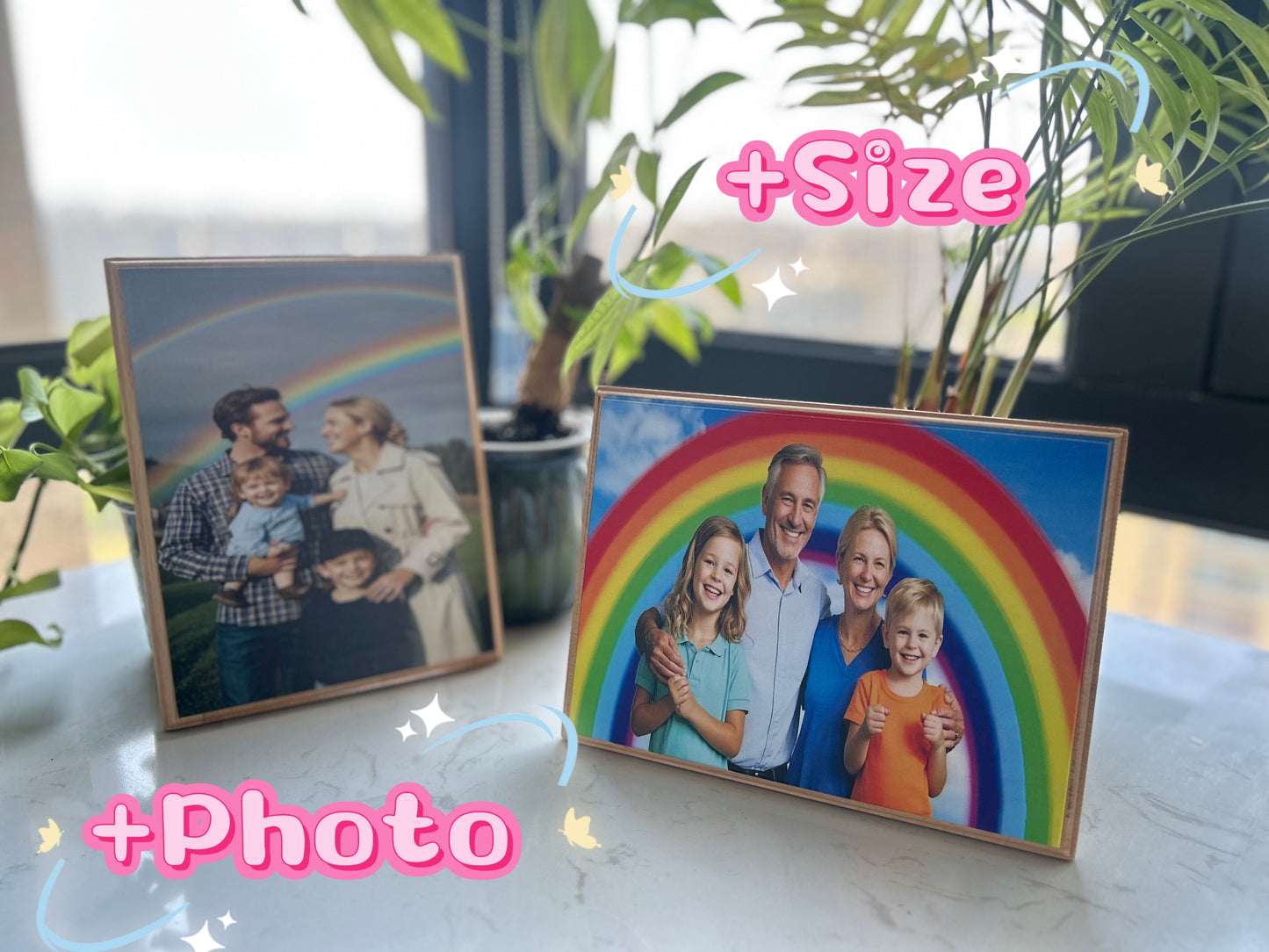 Personalized Wood Photo Frame - Laser Engraved & Direct Printing Gift for Anniversaries/Birthdays (Cherish Memories in Solid Oak)