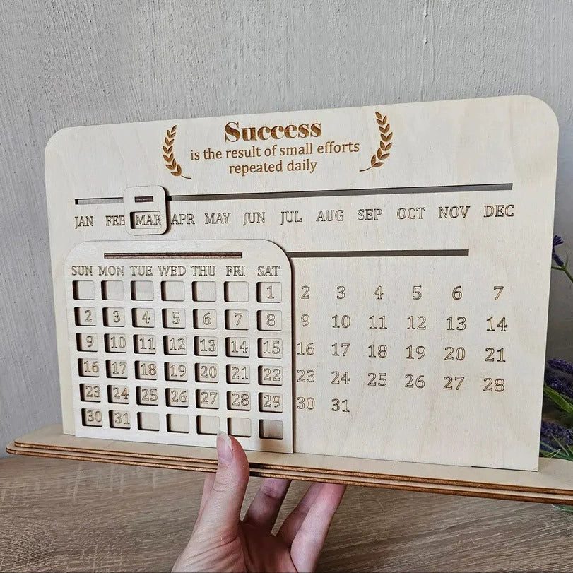 Handmade Wooden DIY Calendar - Customizable Home Decor & Desk Organizer (Eco-Friendly Gift, Natural Craftsmanship, Perfect for Office/Home)