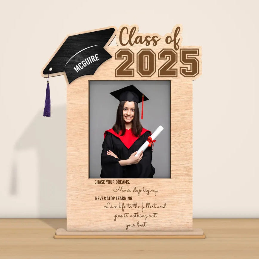 Custom Graduation Photo Frame - Handmade Wooden Keepsake Gift - Personalized Home & Office Desk Decor