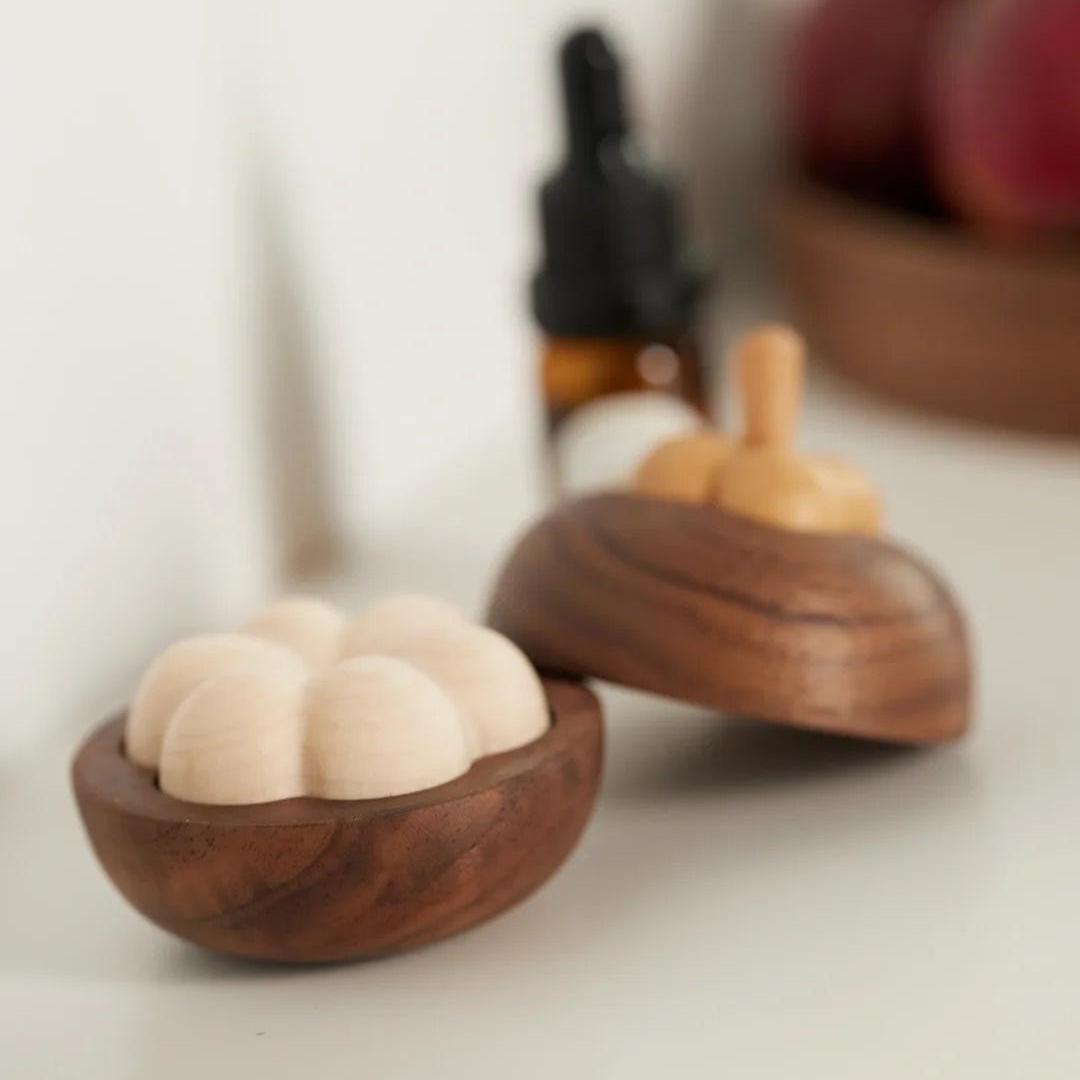 Luxury Black Walnut Diffuser - Handcrafted Wood Aroma Ornament for Bedroom/Office (No Flame Essential Oil Dispenser)