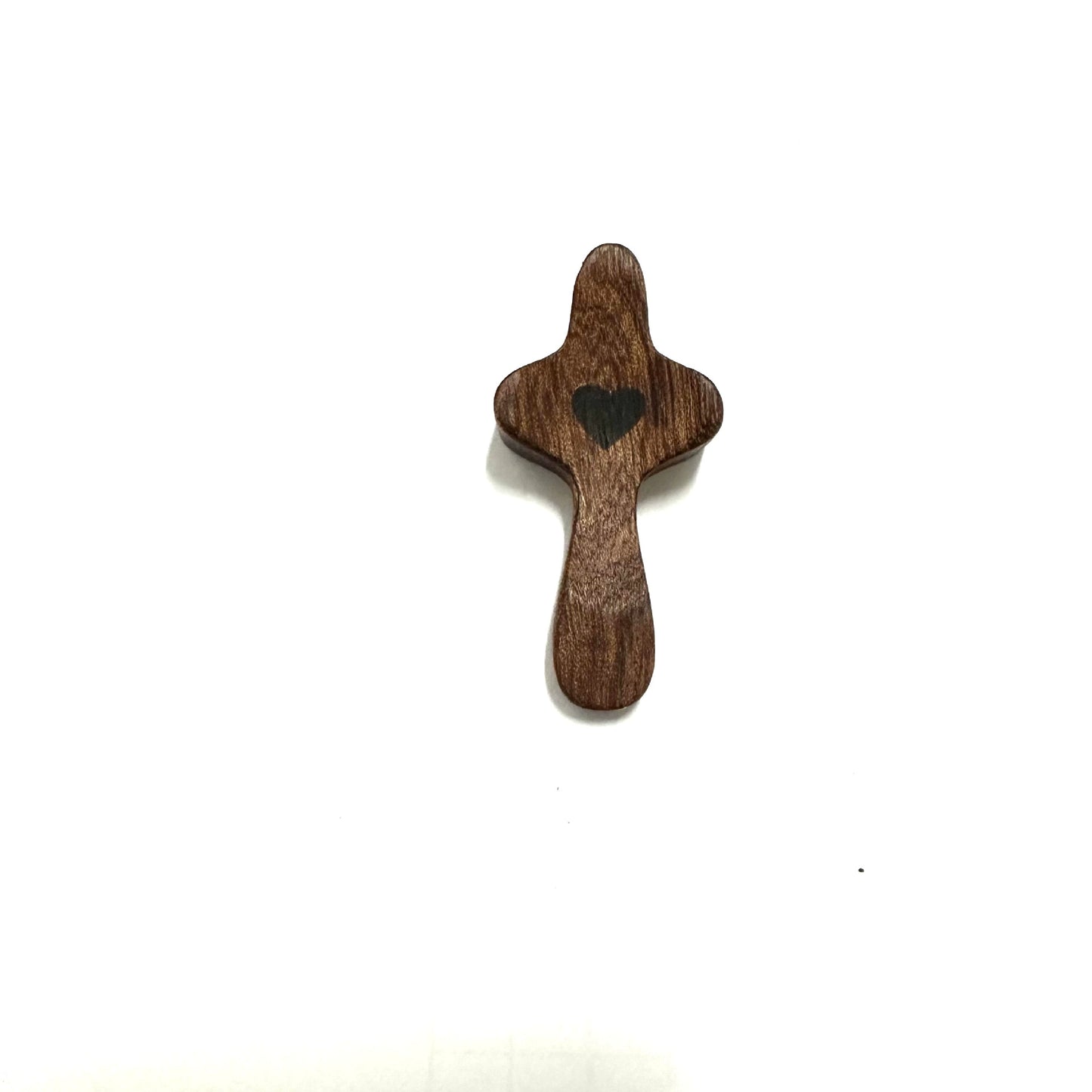 Handmade Black Walnut Thumb Cross – Wooden Easter Church Handle (Pocket-Sized Prayer Gift, Simple & Elegant Design, Ideal for Christians)