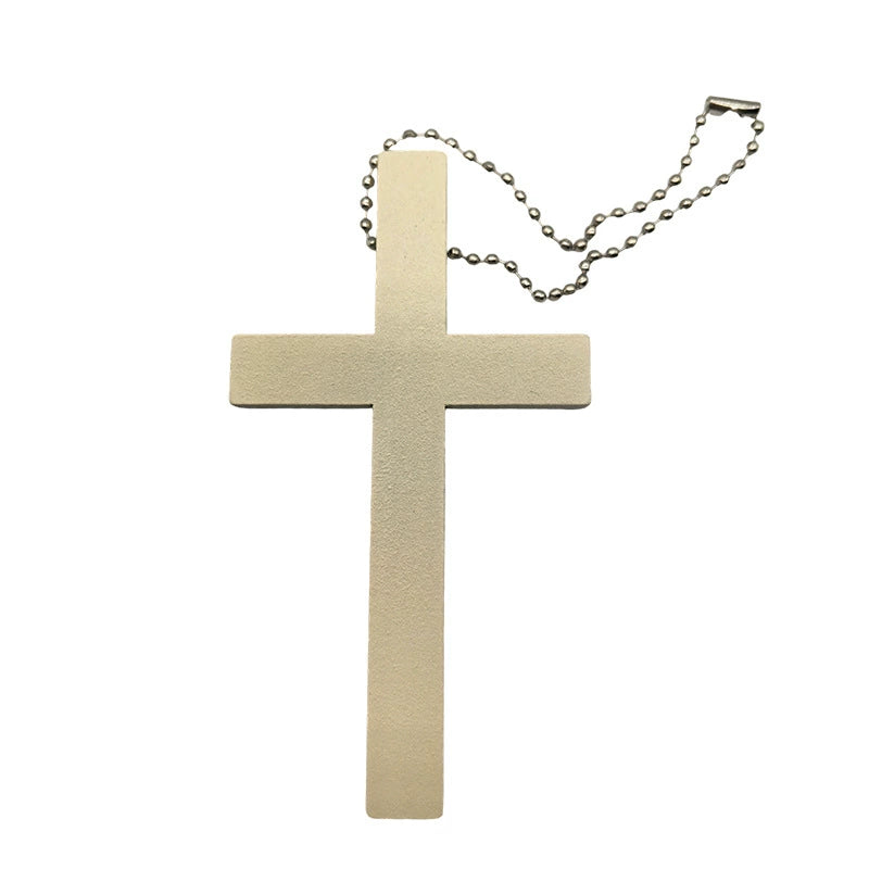 Handcrafted Wooden Cross Pendant - Spiritual Wall Decor with Beaded Base - Natural Carving Home Ornament Gift