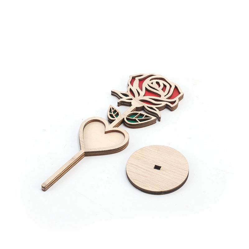 2025 Premium Wooden Rose Stand - Elegant Table Ornament, Handmade Wood Craft for Mother's Day & Festivals (Eco-Friendly Gift Decor)