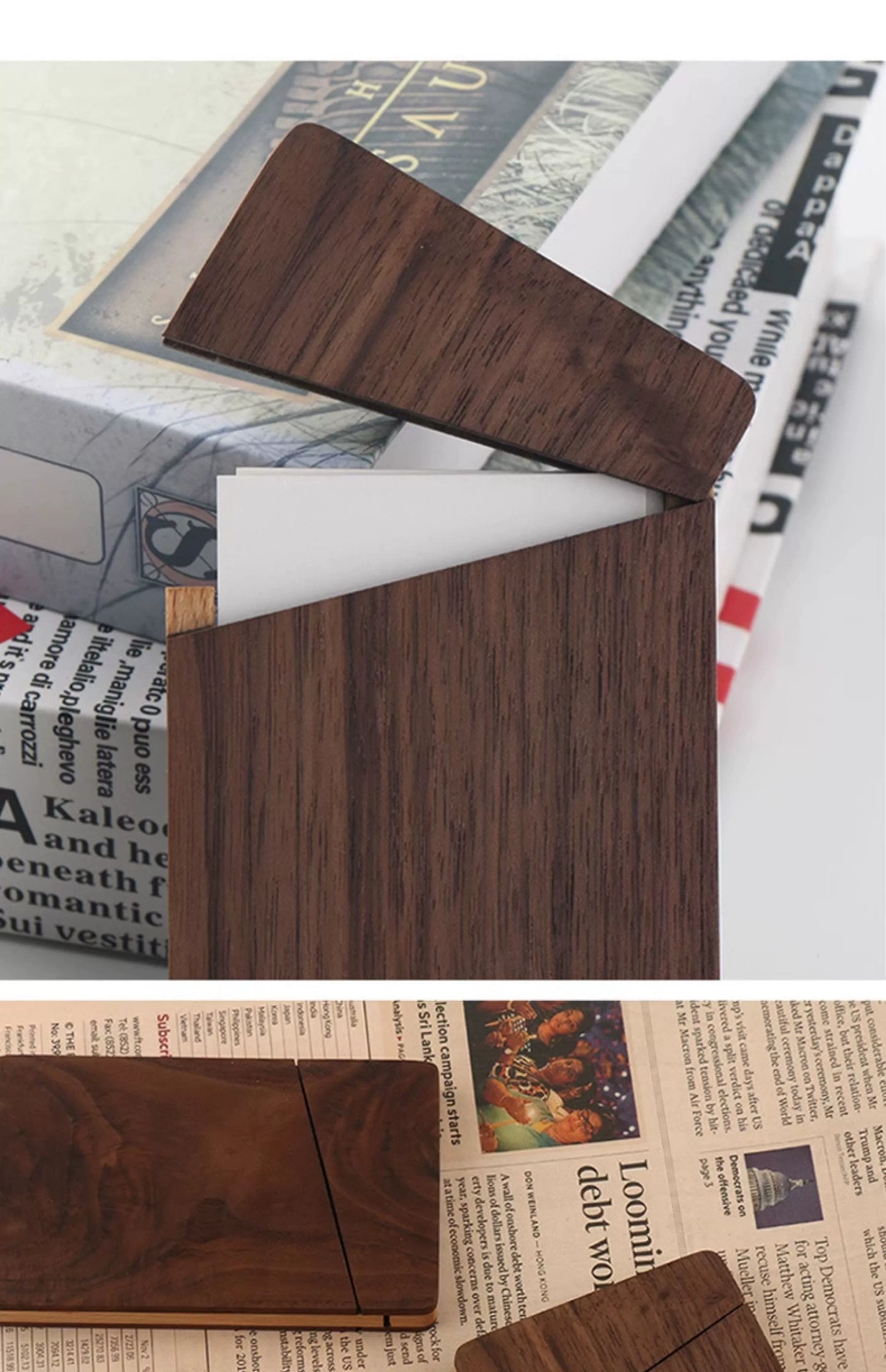 Premium Black Walnut Business Card Holder - Handcrafted Solid Wood Executive Case with Laser Engraving (Luxury Corporate Gift & Men's Office Accessory)