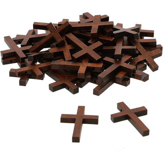 Personalized Black Walnut Cross Pendant – Engraveable American-Style Wooden Cross with Heart Holes, Faith & Encouragement Gift (Solid Wood, Free Engraving)