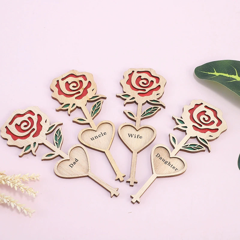 2025 Premium Wooden Rose Stand - Elegant Table Ornament, Handmade Wood Craft for Mother's Day & Festivals (Eco-Friendly Gift Decor)