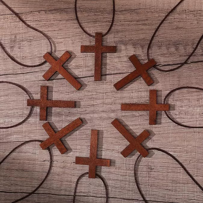 Personalized Black Walnut Cross Pendant – Engraveable American-Style Wooden Cross with Heart Holes, Faith & Encouragement Gift (Solid Wood, Free Engraving)