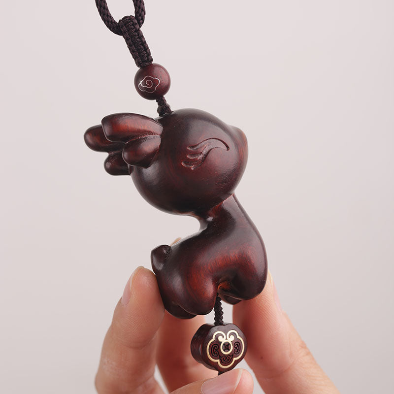 High End Rosewood Deer Car Pendant, Rearview Mirror Decoration, Men'S And Women'S Styles, Safe Journey, Auspicious Interior In The Car