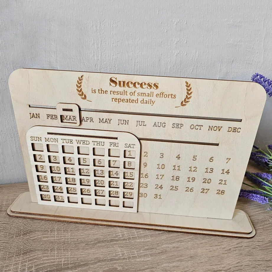 Handmade Wooden DIY Calendar - Customizable Home Decor & Desk Organizer (Eco-Friendly Gift, Natural Craftsmanship, Perfect for Office/Home)