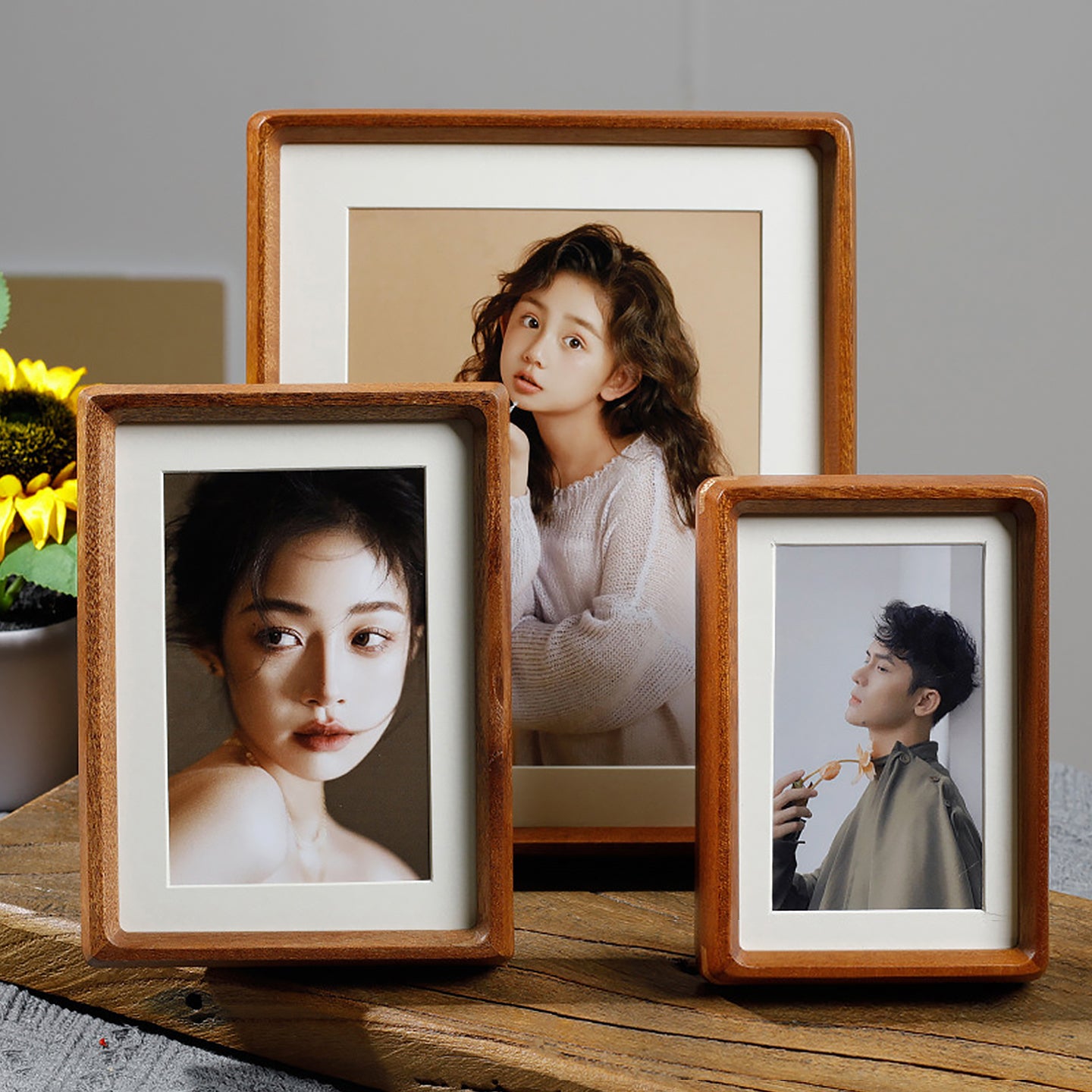 Handcrafted Solid Wood Photo Frame - 10 Inch Mortise & Tenon Couple Frame with Rounded Corners (Wall Hanging Art Display for Wedding/Home Decor)