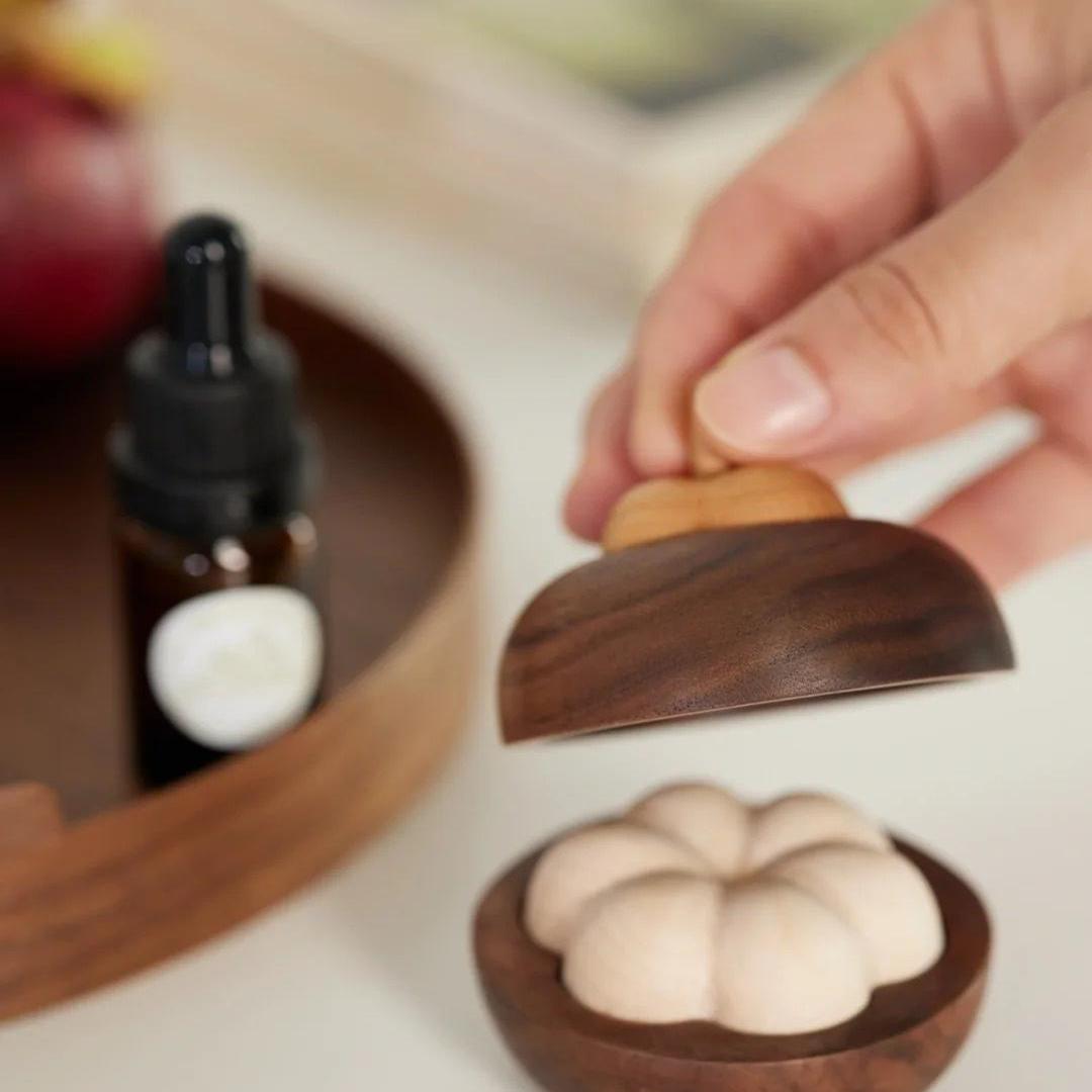 Luxury Black Walnut Diffuser - Handcrafted Wood Aroma Ornament for Bedroom/Office (No Flame Essential Oil Dispenser)