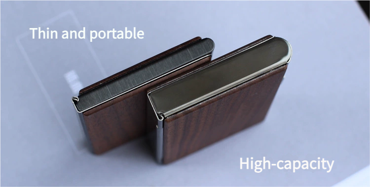 Men's Luxury Business Card Holder - Double Sided Solid Wood Case with Engraved Pattern (Large Capacity & Executive Gift Box)