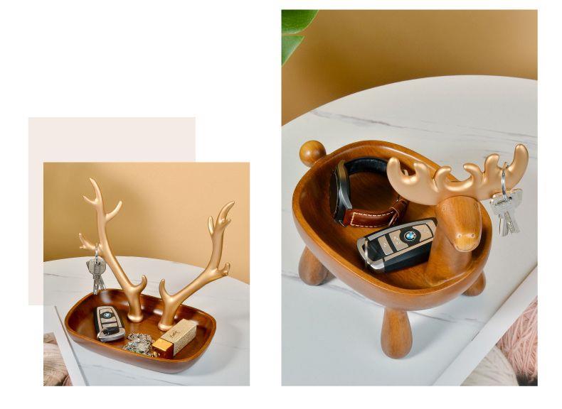 Modern Entryway Organizer - Solid Wood Key Holder with Jewelry Hooks | Wall-Mounted Foyer Decor & Small Item Storage Solution