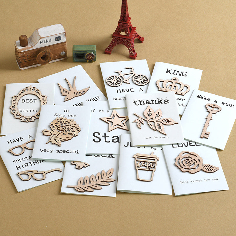 Birthday Card Retro 3D Woodcarving Wishful Blessing Card Christmas Card