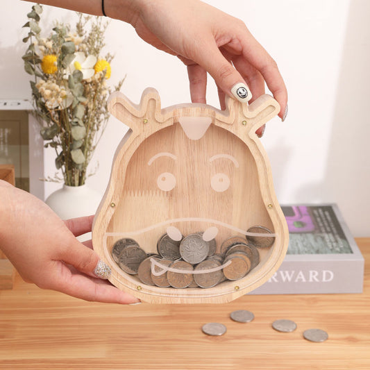 Solid Wood Piggy Bank With Twelve Zodiac Signs, Transparent Acrylic, Not Recommended, Can Only Enter But Not Exit. Savings Piggy Bank 2025 New Model